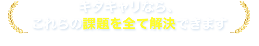 キタキャリなら、 これらの課題を全て解決できます