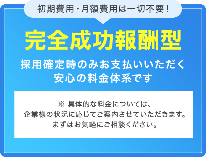 初期費用・月額費用は一切不要！完全成功報酬型
